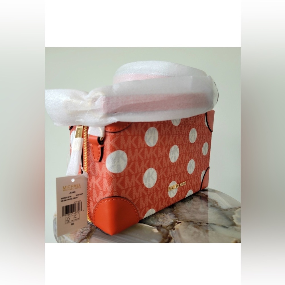 Michael Kors Orange and White Polka Dot Crossbody - Picture 3 of 8